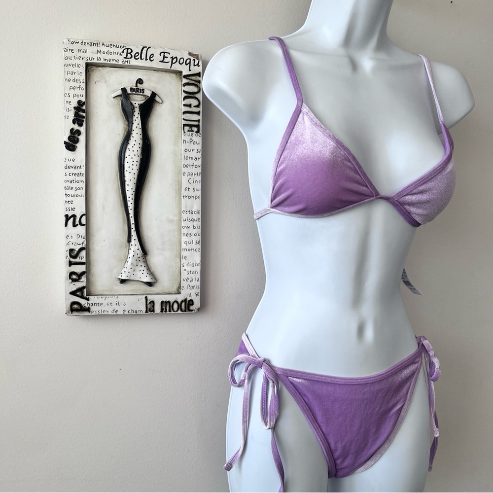 NWT Kendall & Kylie Two Piece Lavender Purple Velvet Bikini Size S/M - Picture 6 of 8